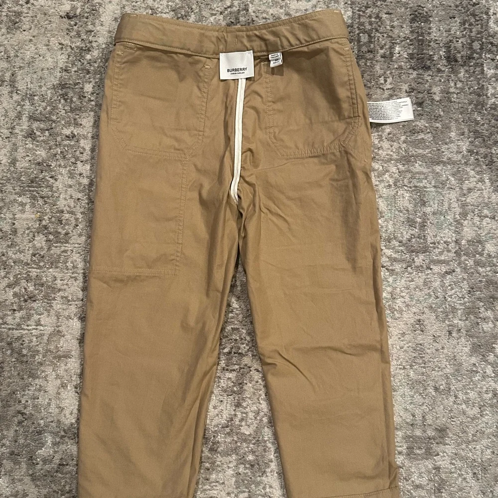 9. BURBERRY Boys Logo Patch Cargo Khaki Pants